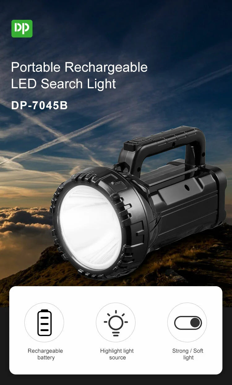 DP Rechargeable Super Powerful LED Flashflight 75W